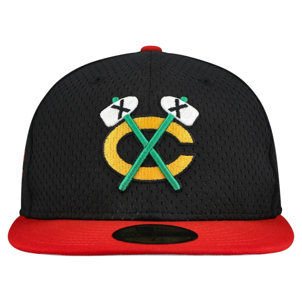 Chicago Blackhawks New Era Mesh Crown Two-Tone 59FIFTY Fitted Hat Black/Red