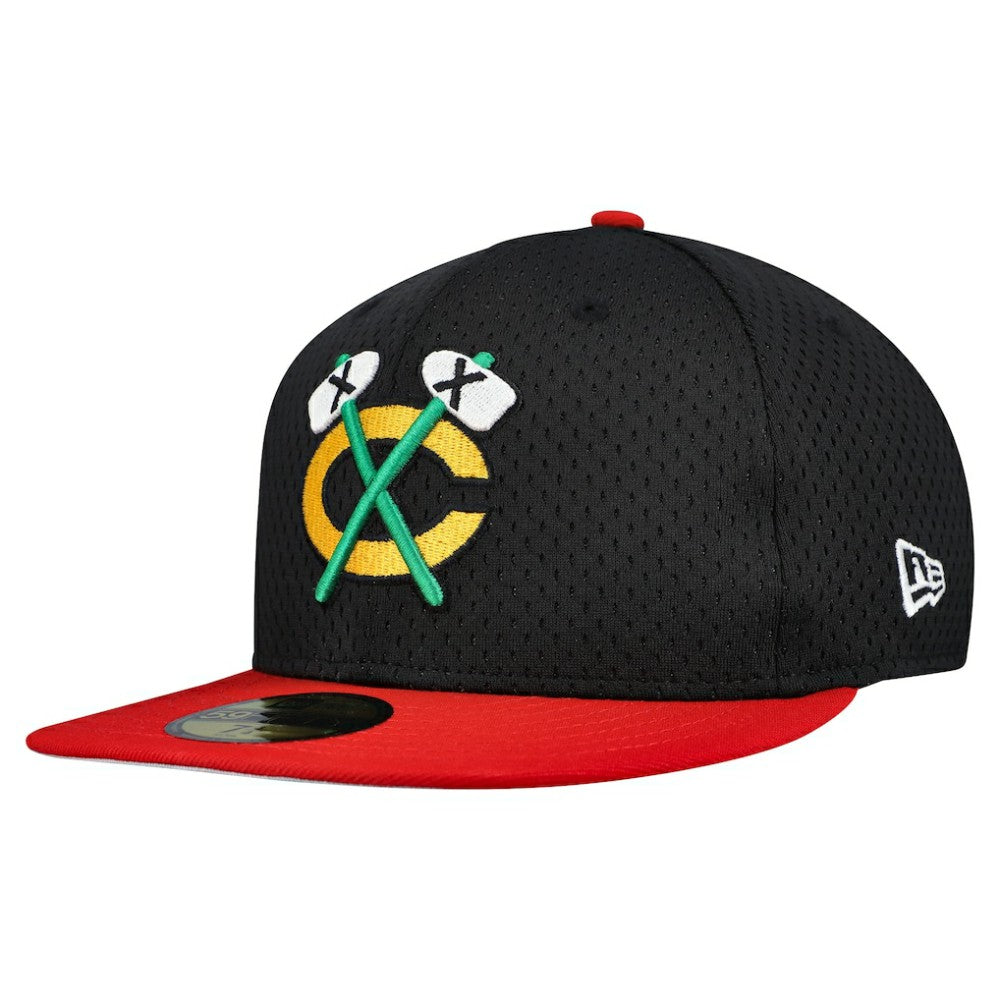 Chicago Blackhawks New Era Mesh Crown Two-Tone 59FIFTY Fitted Hat Black/Red