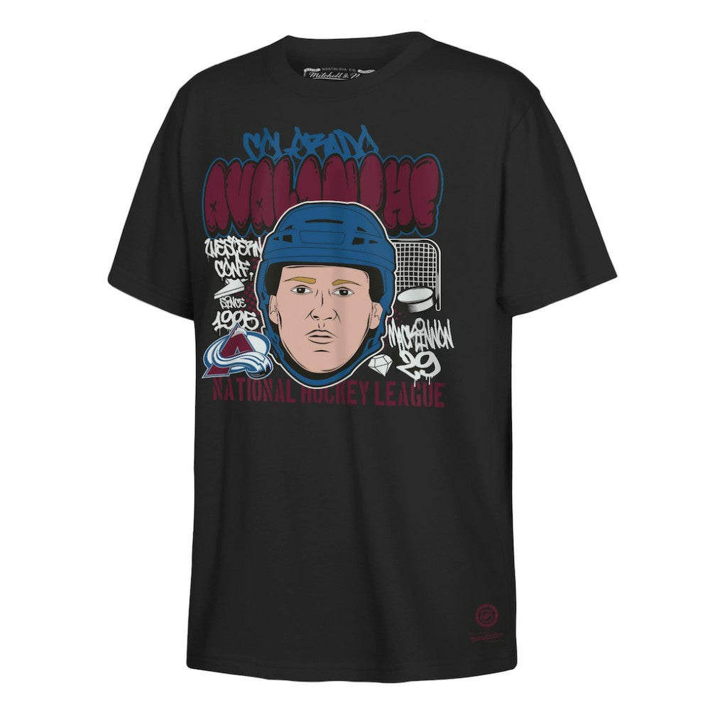 Nathan MacKinnon Colorado Avalanche - Mitchell & Ness Youth Caricature T-Shirt Black