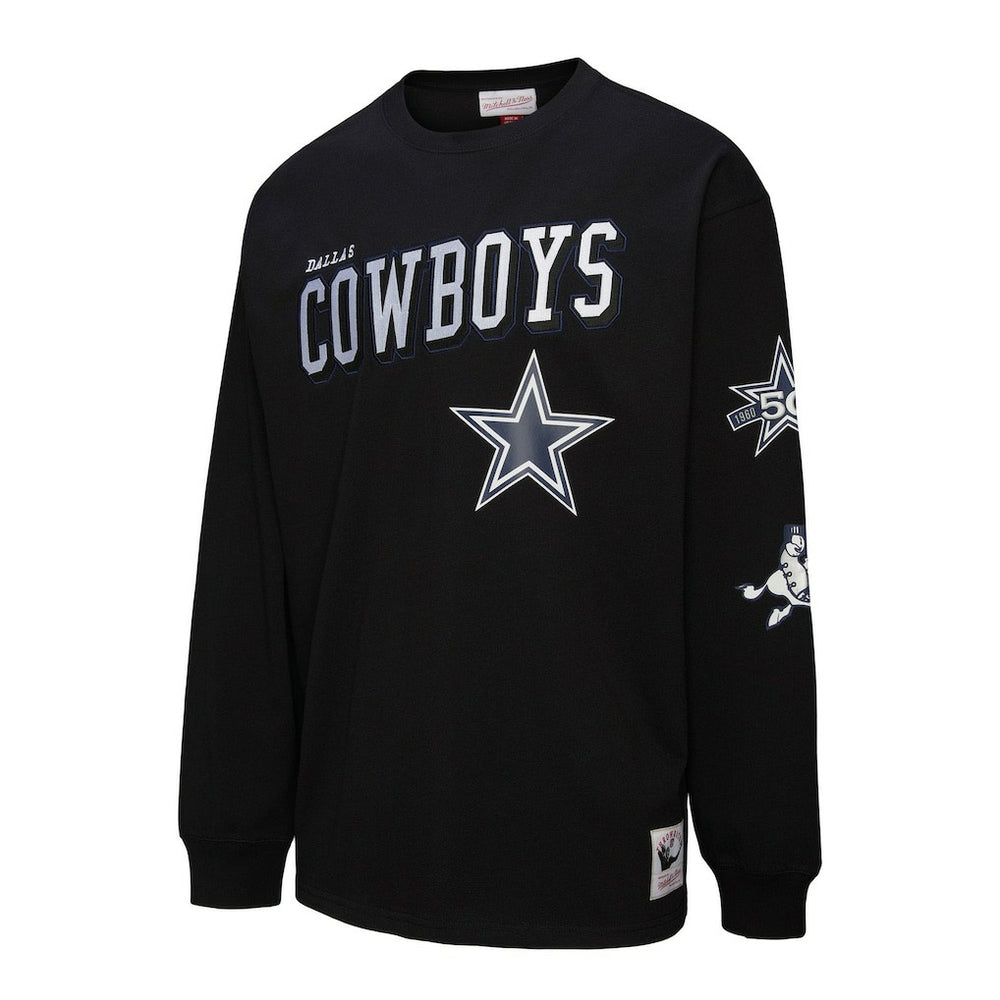 Dallas Cowboys Training Camp Vintage Logos Long Sleeve T-Shirt Black - Mitchell & Ness