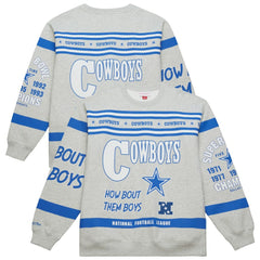 Dallas Cowboys All Over Print Retro Fleece Sweatshirt Heather Gray - Mitchell & Ness