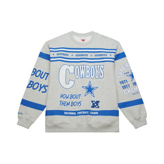 Dallas Cowboys All Over Print Retro Fleece Sweatshirt Heather Gray - Mitchell & Ness