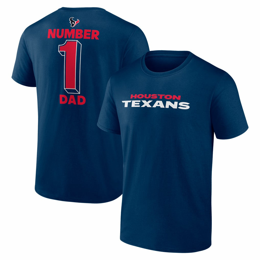 Houston Texans #1 Dad Jersey T-Shirt Navy - NFL