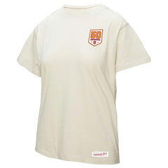 Tampa Bay Buccaneers Women's 50th Season Pirate Oversized Boyfriend T-Shirt Cream - Mitchell & Ness