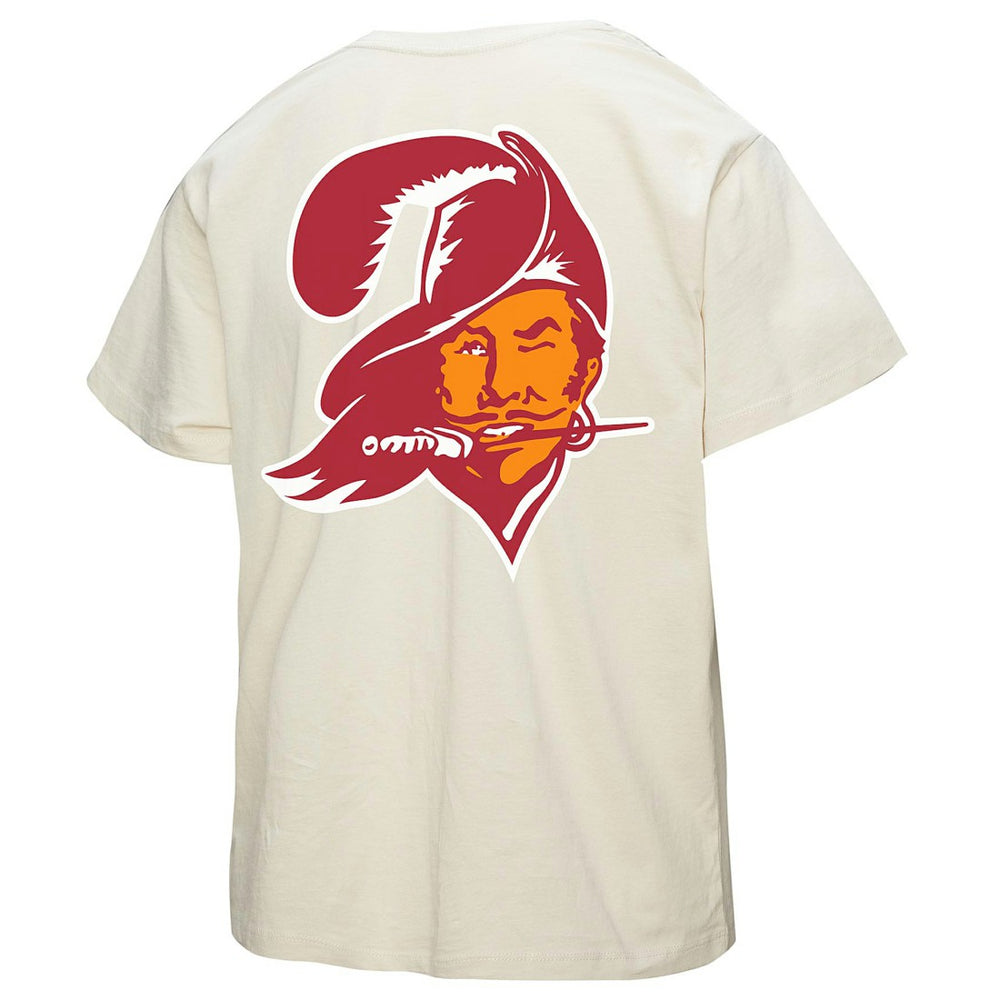 Tampa Bay Buccaneers Women's 50th Season Pirate Oversized Boyfriend T-Shirt Cream - Mitchell & Ness