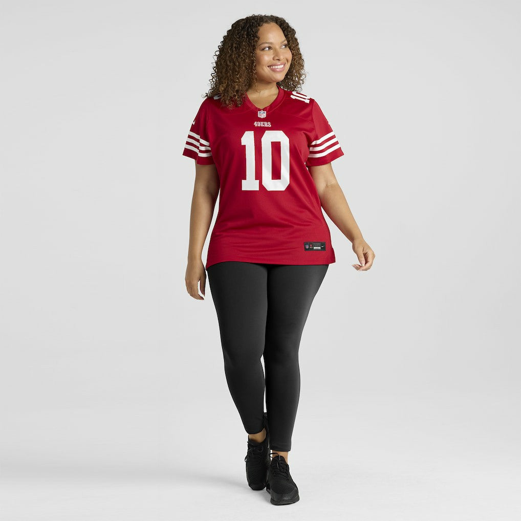 Mac Jones San Francisco 49ers Women's Team Game Jersey Scarlet - Nike