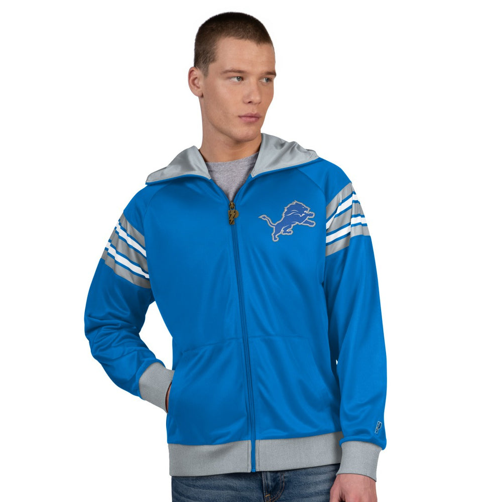 Detroit Lions Pro Player Helmet Full-Zip Hooded Track Jacket Blue/Silver - NFL