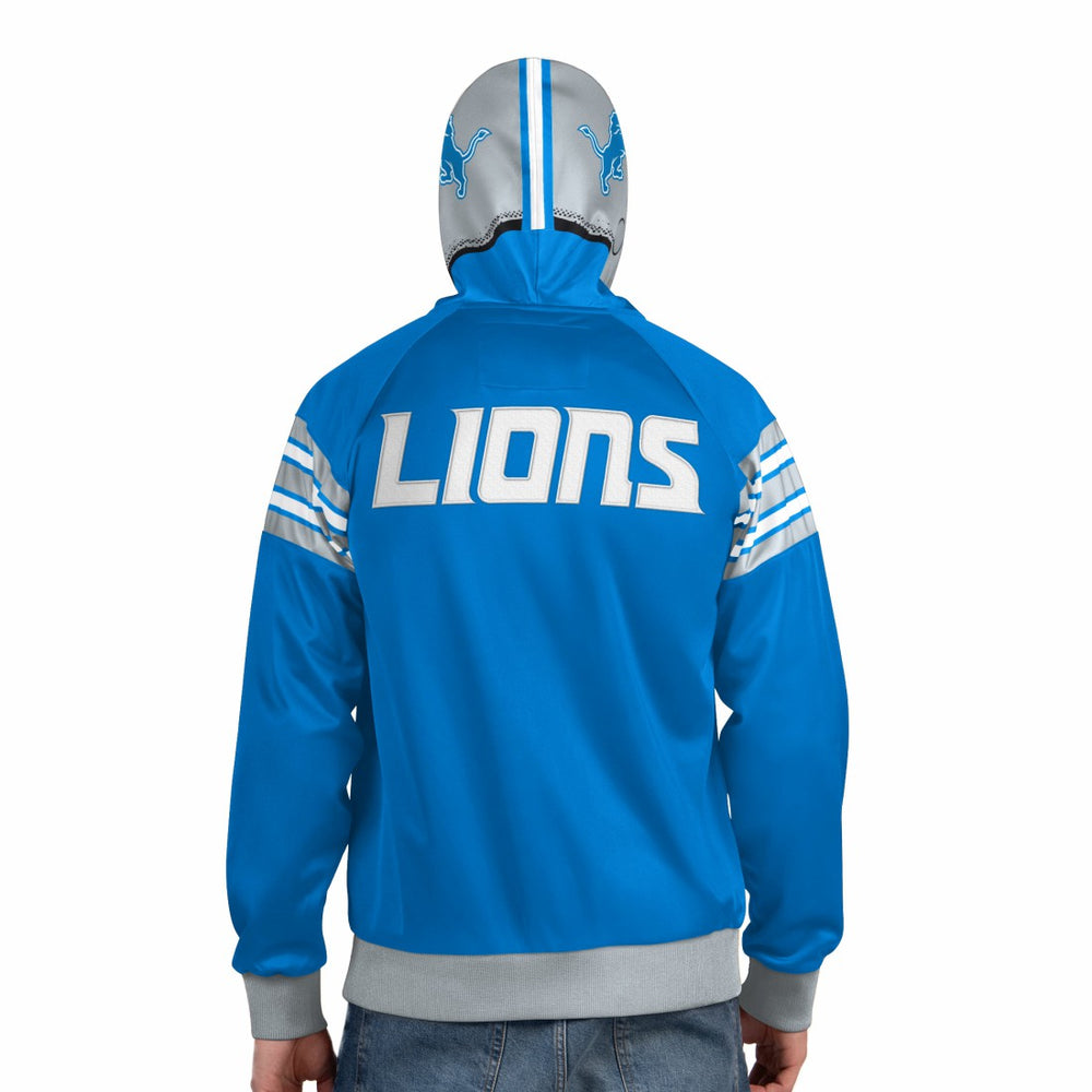 Detroit Lions Pro Player Helmet Full-Zip Hooded Track Jacket Blue/Silver - NFL