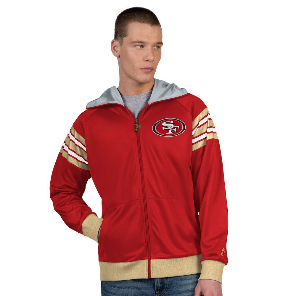 San Francisco 49ers Pro Player Helmet Full-Zip Hooded Track Jacket Scarlet/Gold - NFL