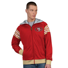 San Francisco 49ers Pro Player Helmet Full-Zip Hooded Track Jacket Scarlet/Gold - NFL