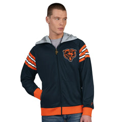 Chicago Bears Pro Player Helmet Full-Zip Hooded Track Jacket Navy/Orange - NFL