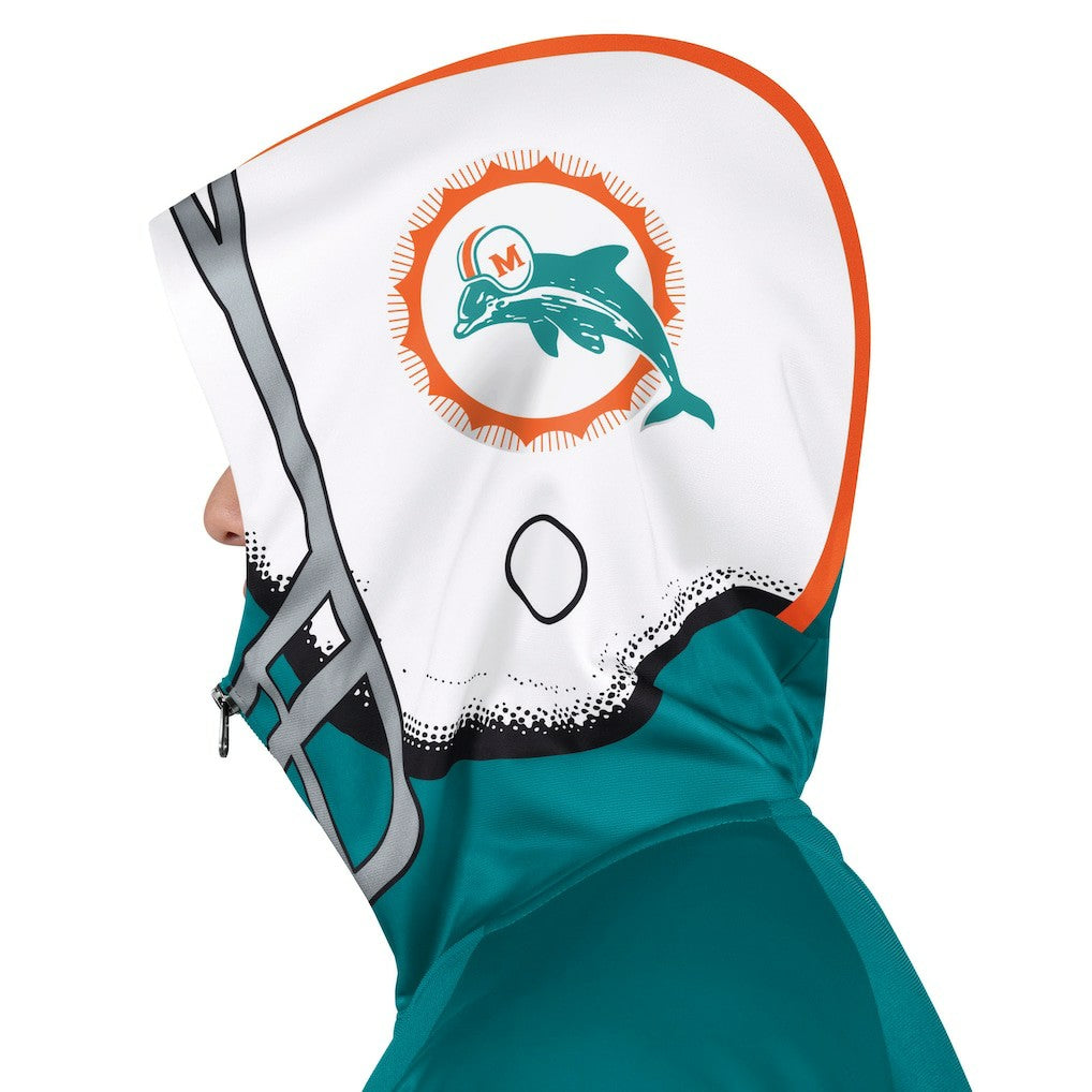 Miami Dolphins Pro Player Retro Helmet Full-Zip Hooded Track Jacket Aqua/Coral - NFL