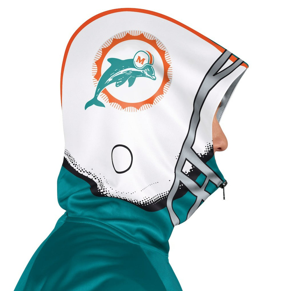 Miami Dolphins Pro Player Retro Helmet Full-Zip Hooded Track Jacket Aqua/Coral - NFL