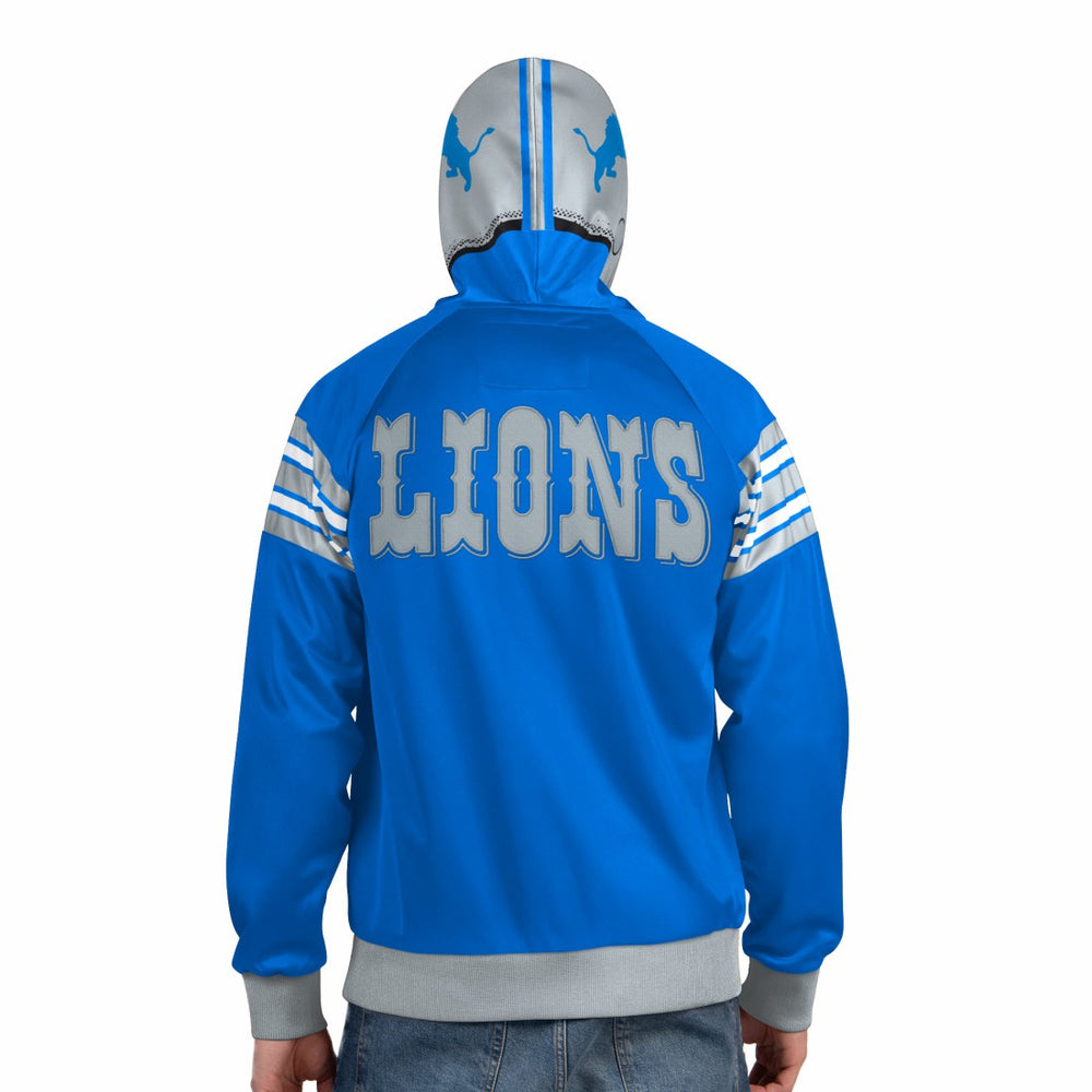 Detroit Lions Pro Player Retro Helmet Full-Zip Hooded Track Jacket Blue/Silver - NFL