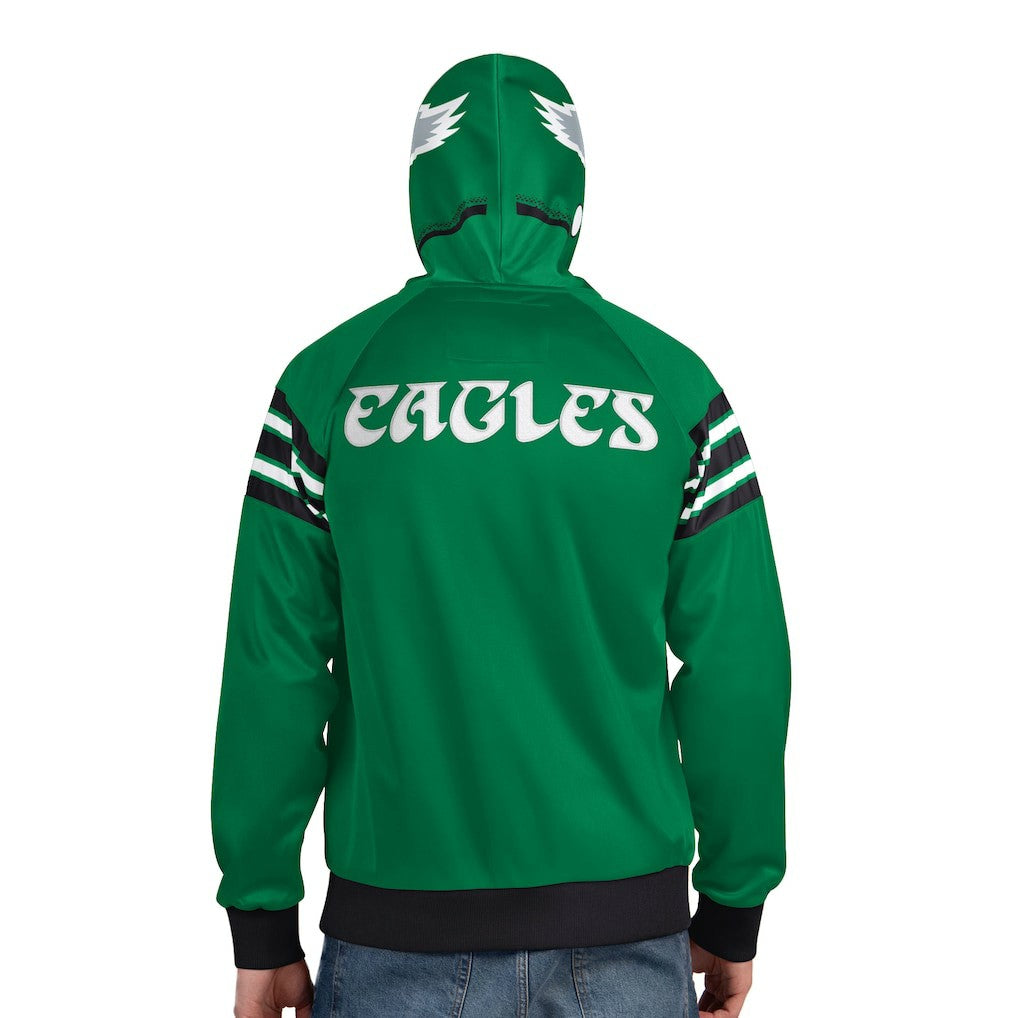 Philadelphia Eagles Pro Player Retro Helmet Full-Zip Hooded Track Jacket Kelly Green/Black - NFL