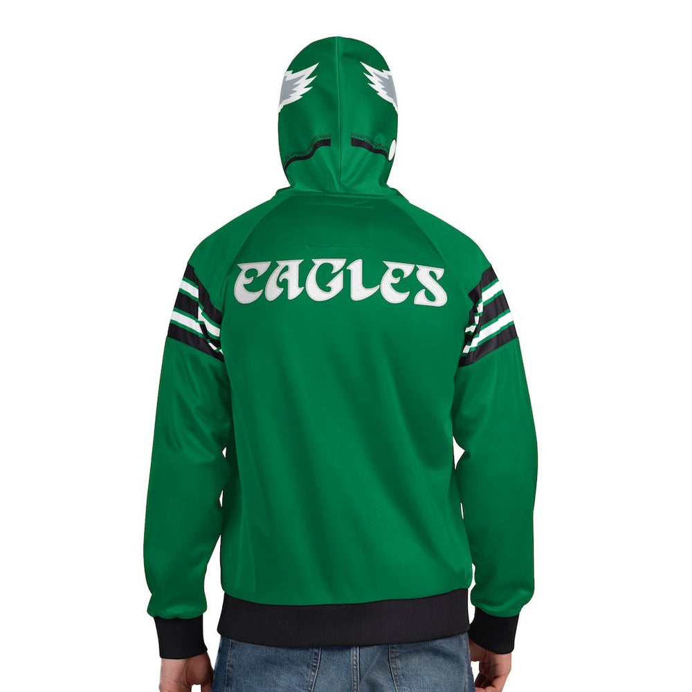 Philadelphia Eagles Pro Player Retro Helmet Full-Zip Hooded Track Jacket Kelly Green/Black - NFL