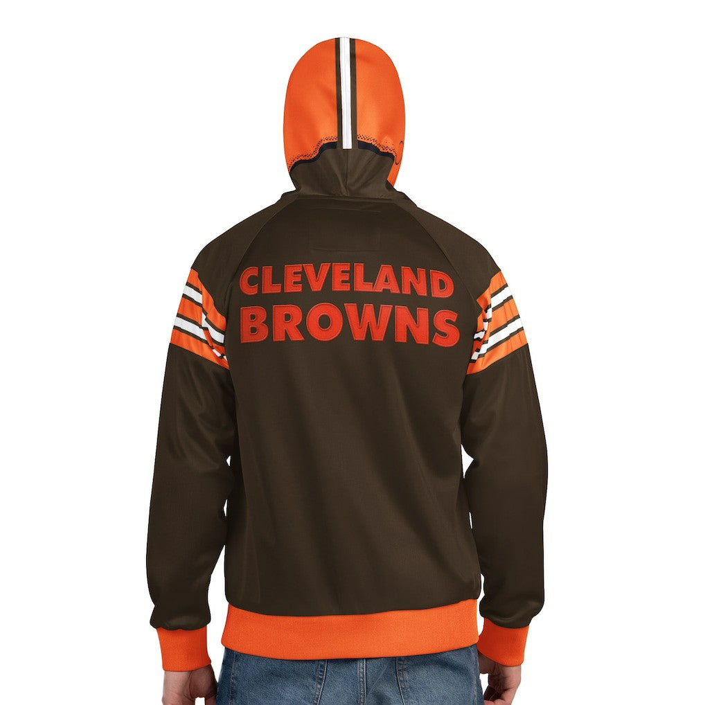 Cleveland Browns Pro Player Retro Helmet Full-Zip Hooded Track Jacket Brown/Orange - NFL