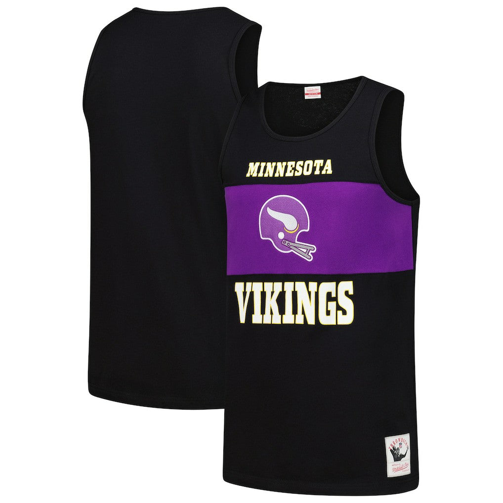 Minnesota Vikings Retro Colorblock Tank Top Black - Mitchell & Ness