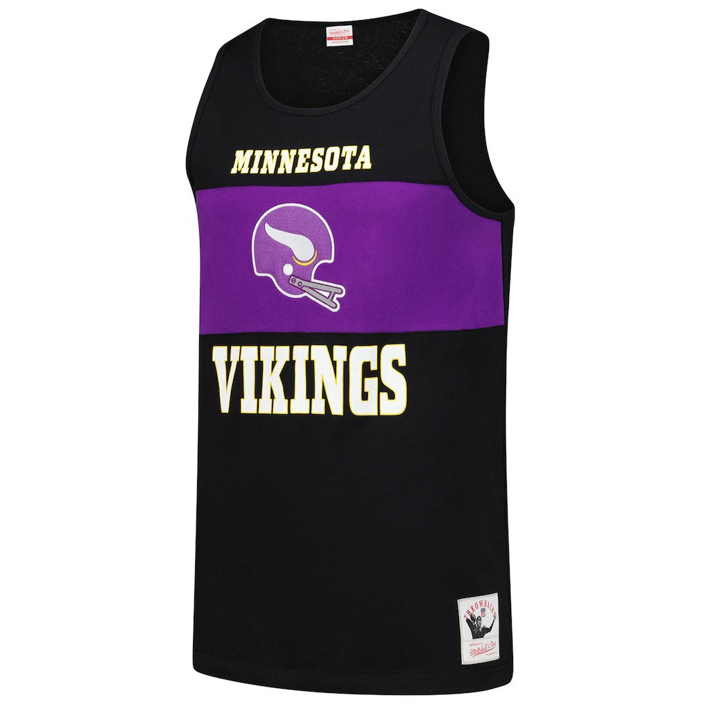 Minnesota Vikings Retro Colorblock Tank Top Black - Mitchell & Ness