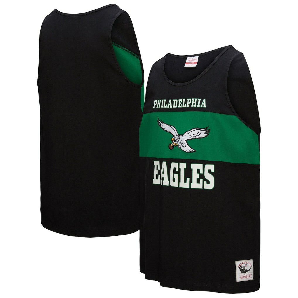 Philadelphia Eagles Retro Colorblock Tank Top Black - Mitchell & Ness