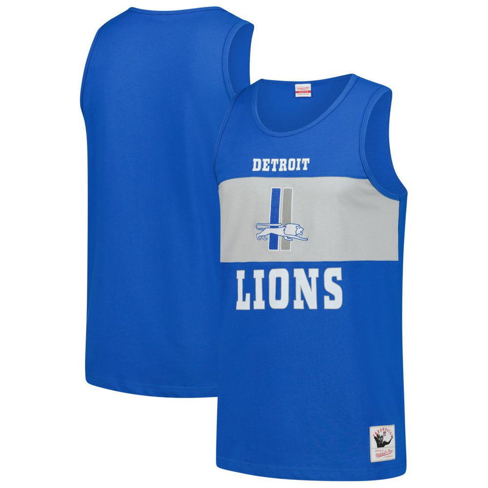 Detroit Lions Retro Colorblock Tank Top Blue - Mitchell & Ness