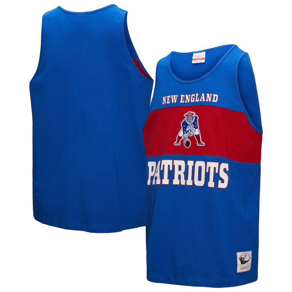 New England Patriots Retro Colorblock Tank Top Royal - Mitchell & Ness