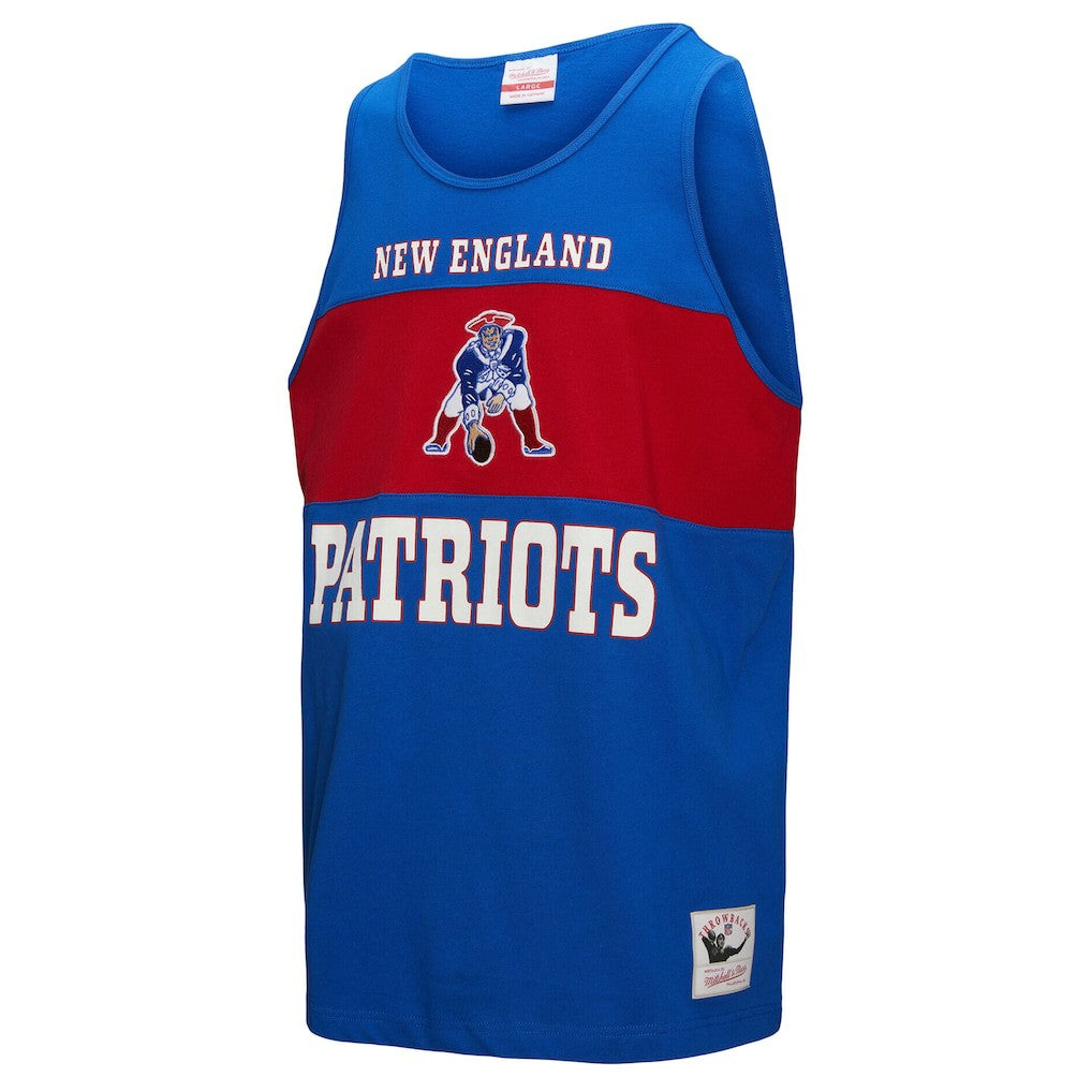 New England Patriots Retro Colorblock Tank Top Royal - Mitchell & Ness