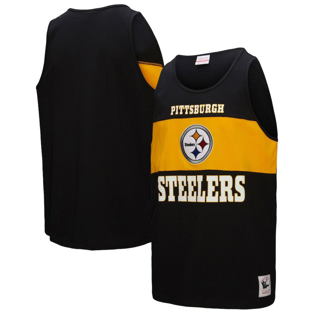 Pittsburgh Steelers Retro Colorblock Tank Top Black - Mitchell & Ness