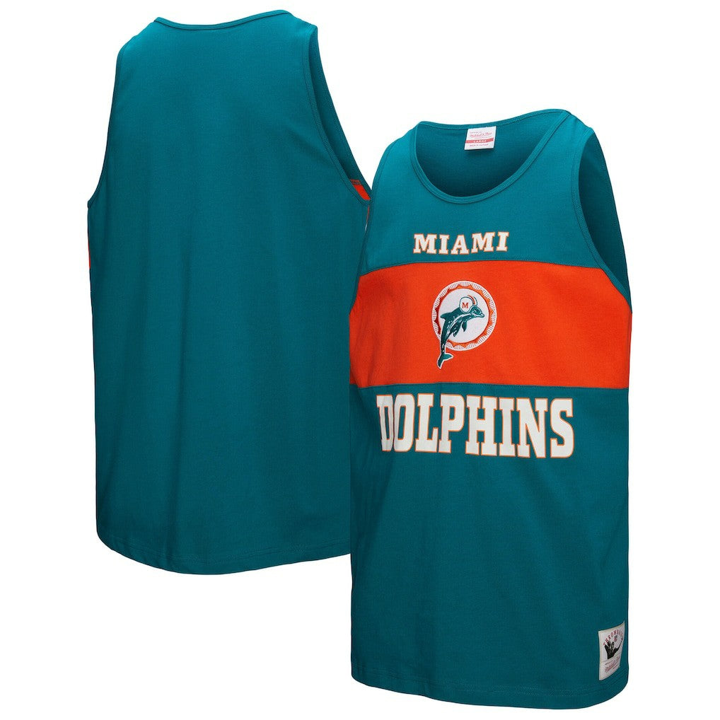 Miami Dolphins Retro Colorblock Tank Top Aqua - Mitchell & Ness
