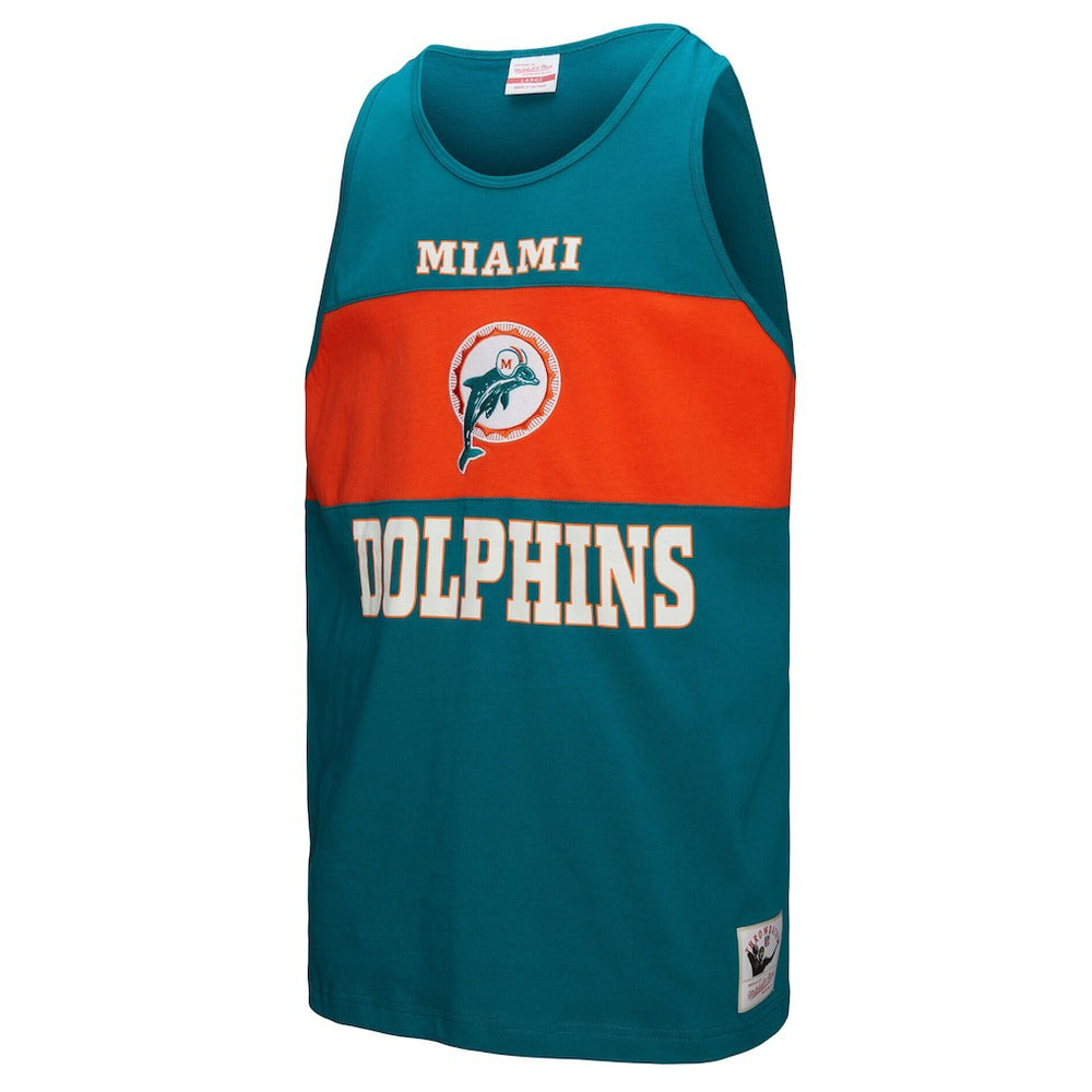 Miami Dolphins Retro Colorblock Tank Top Aqua - Mitchell & Ness