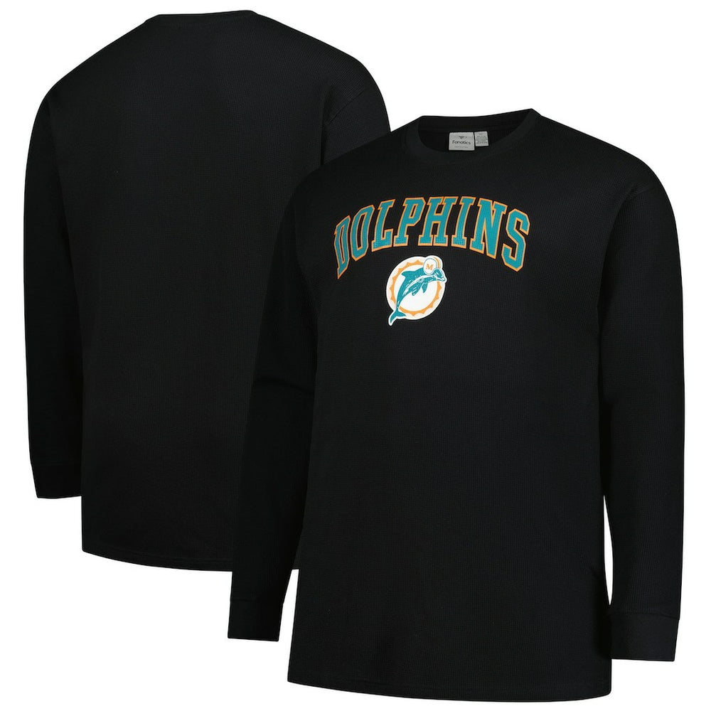 Miami Dolphins Big & Tall Throwback Thermal Long Sleeve T-Shirt Black - Fanatics