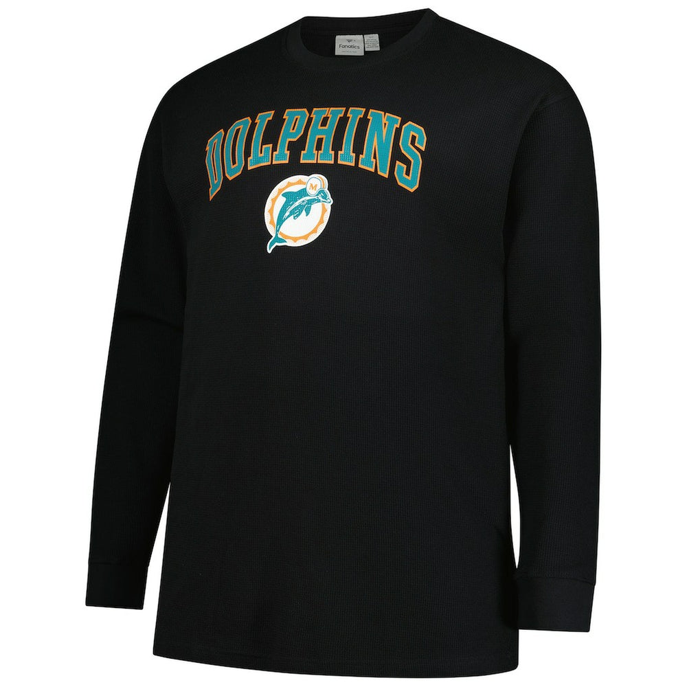 Miami Dolphins Big & Tall Throwback Thermal Long Sleeve T-Shirt Black - Fanatics