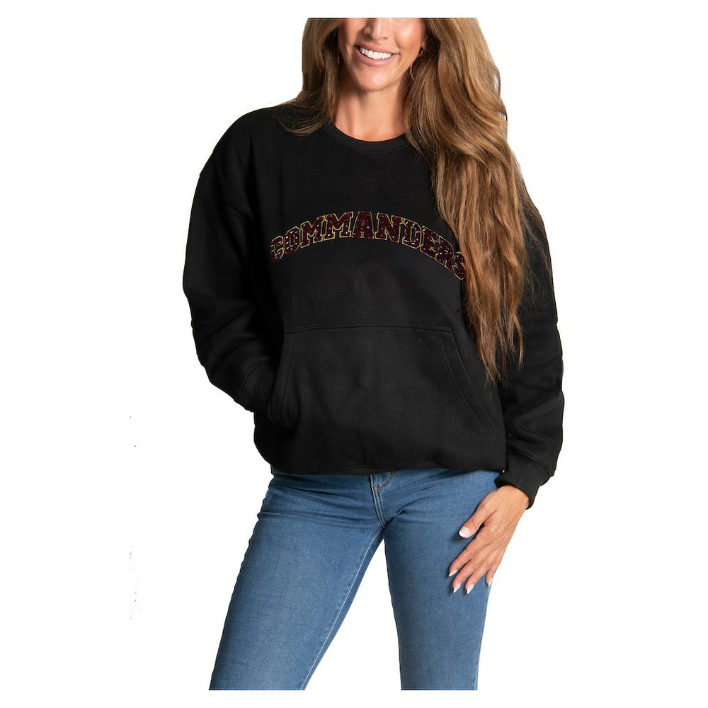 Washington Commanders Cuce Women's Chenille Jeweled Sweatshirt Black - NFL