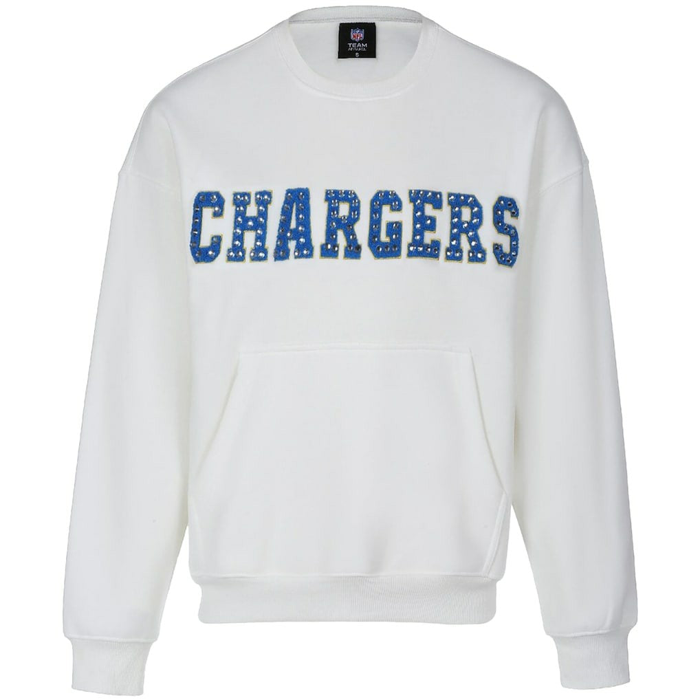 Los Angeles Chargers Cuce Women's Chenille Jeweled Sweatshirt White - NFL