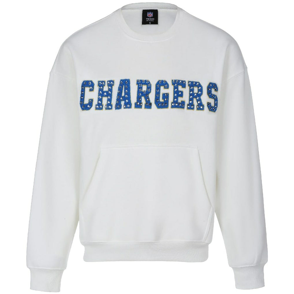 Los Angeles Chargers Cuce Women's Chenille Jeweled Sweatshirt White - NFL