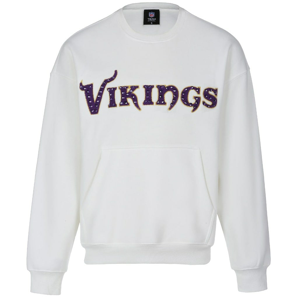 Minnesota Vikings Cuce Women's Chenille Jeweled Sweatshirt White - NFL