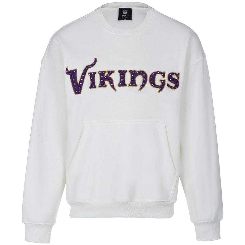 Minnesota Vikings Cuce Women's Chenille Jeweled Sweatshirt White - NFL