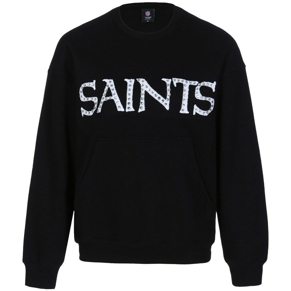 New Orleans Saints Cuce Women's Chenille Jeweled Sweatshirt Black - NFL