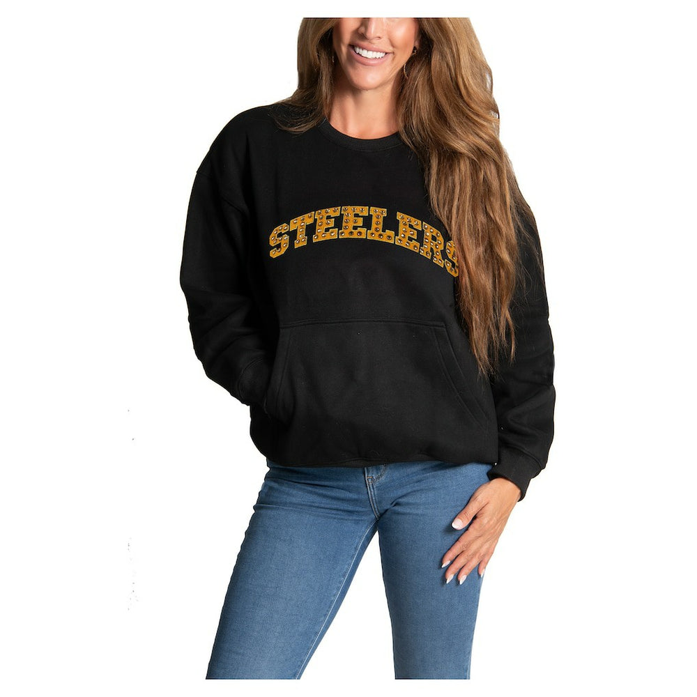 Pittsburgh Steelers Cuce Women's Chenille Jeweled Sweatshirt Black - NFL
