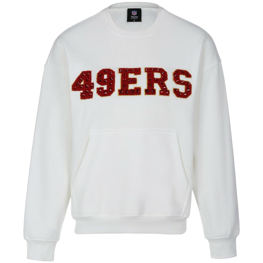 San Francisco 49ers Cuce Women's Chenille Jeweled Sweatshirt White - NFL