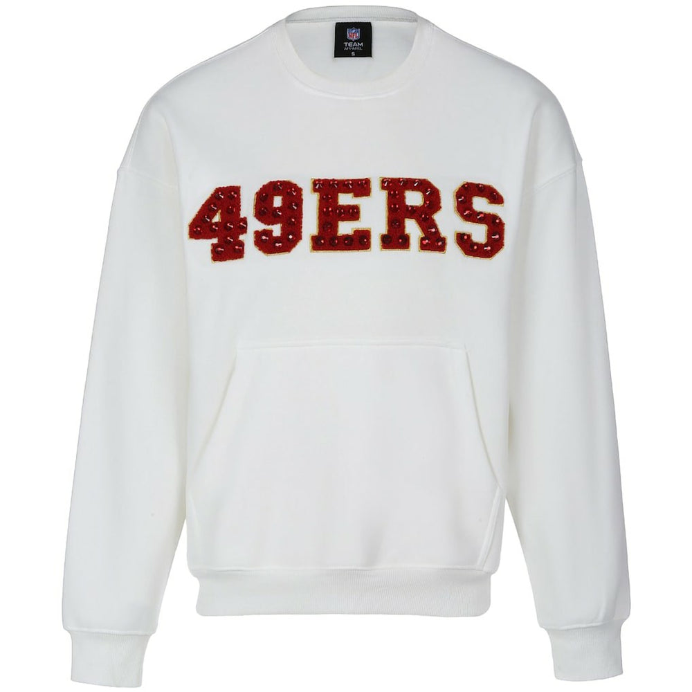 San Francisco 49ers Cuce Women's Chenille Jeweled Sweatshirt White - NFL