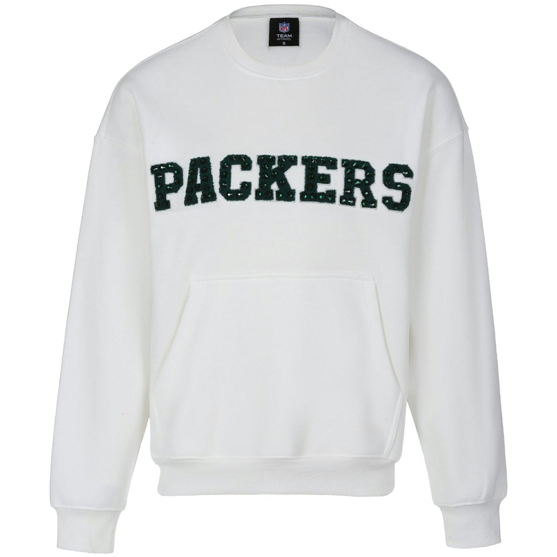 Green Bay Packers Cuce Women's Chenille Jeweled Sweatshirt White - NFL