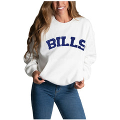 Buffalo Bills Cuce Women's Chenille Jeweled Sweatshirt White - NFL