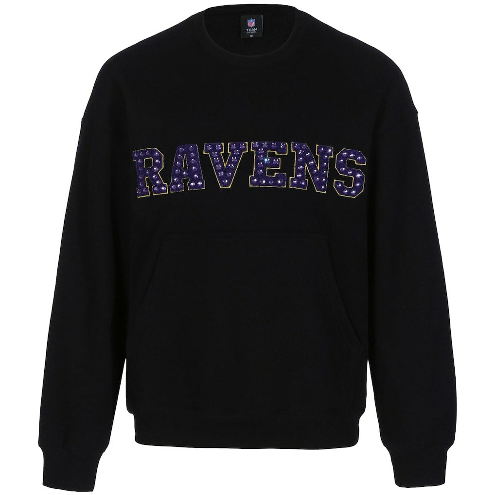 Baltimore Ravens Cuce Women's Chenille Jeweled Sweatshirt Black - NFL