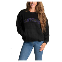 Baltimore Ravens Cuce Women's Chenille Jeweled Sweatshirt Black - NFL