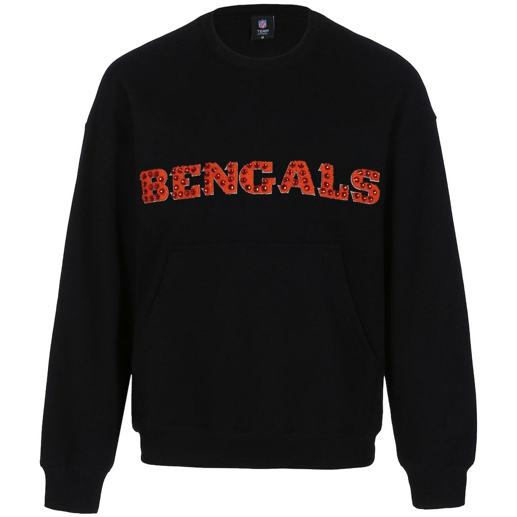 Cincinnati Bengals Cuce Women's Chenille Jeweled Sweatshirt Black - NFL