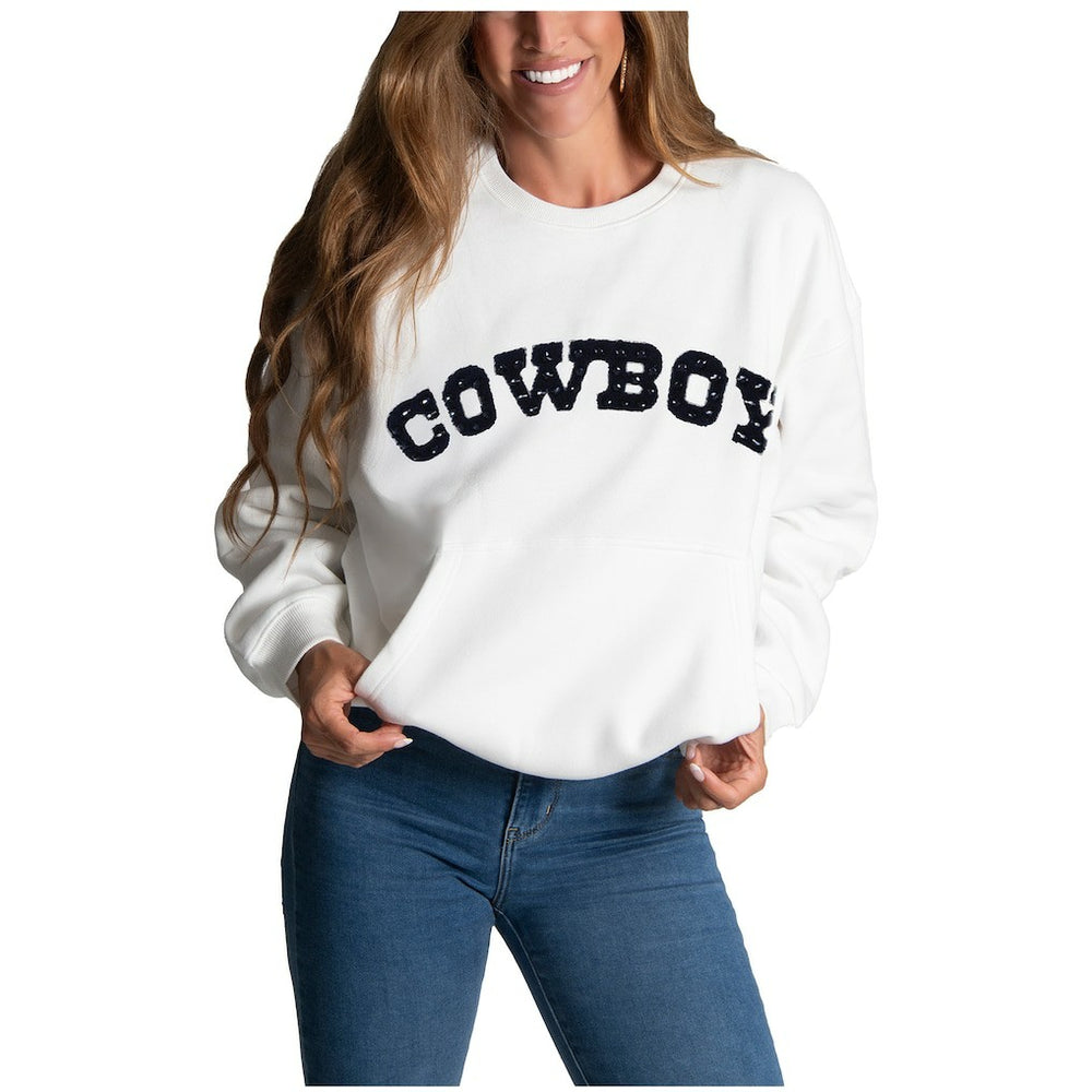 Dallas Cowboys Cuce Women's Chenille Jeweled Sweatshirt White - NFL