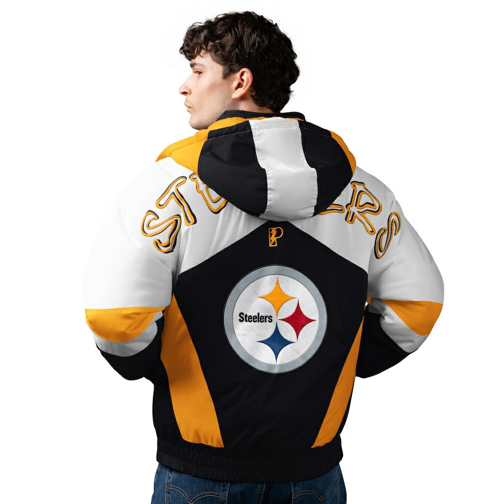 Pittsburgh Steelers Pro Player Shoulder To Shoulder Polyfill Full-Zip Hooded Jacket Black/Gold - NFL