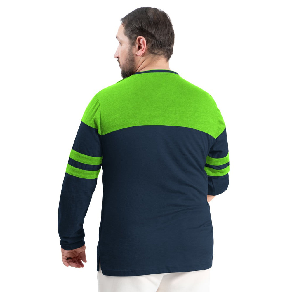 Seattle Seahawks G-III Sports by Carl Banks Adaptive Outlast Long Sleeve T-Shirt College Navy/Neon Green - NFL