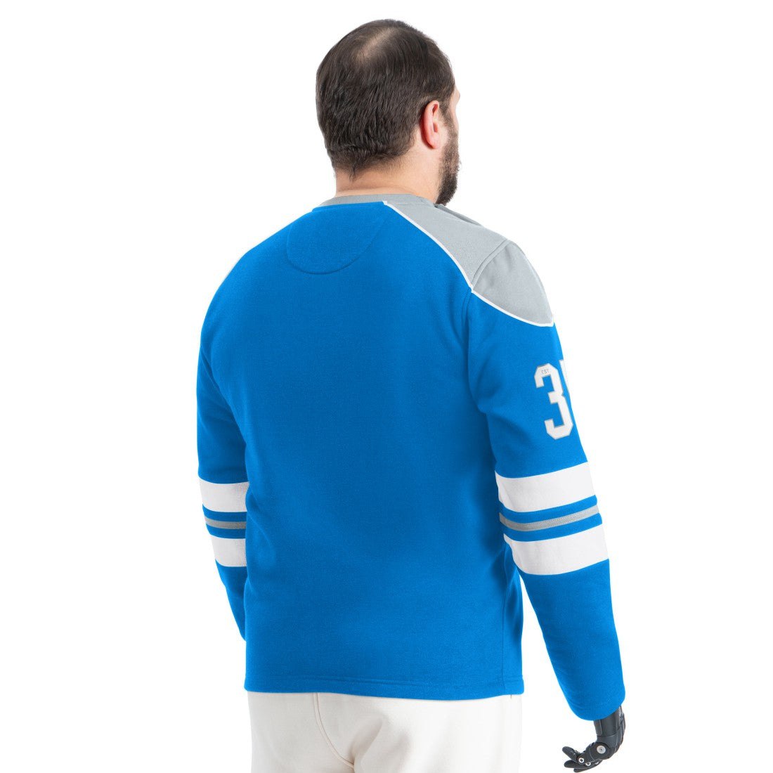 Detroit Lions G-III Sports by Carl Banks Adaptive Lord Stanley Crewneck Sweatshirt Blue - NFL